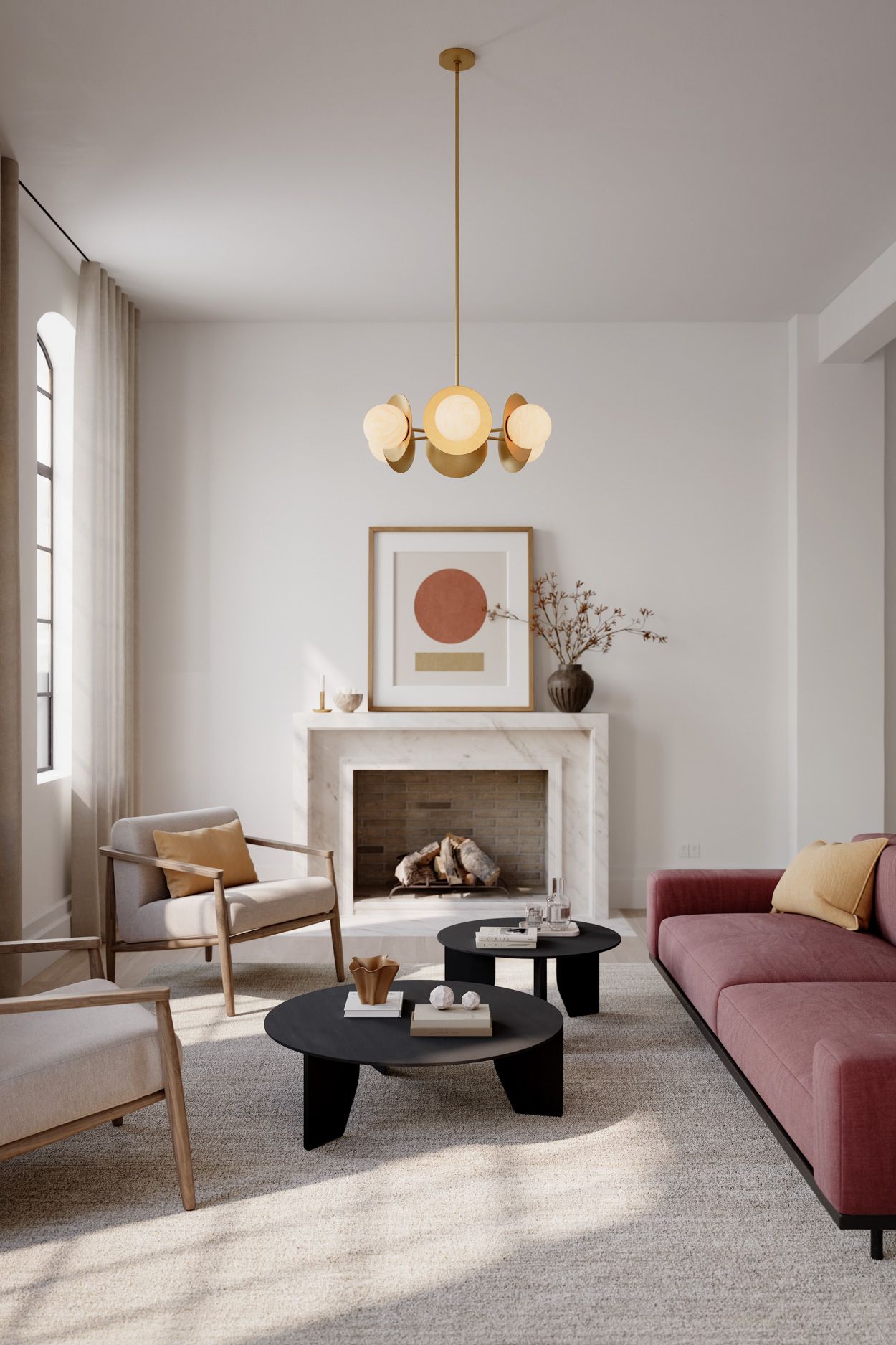 Image 4 Minka Lavery Olenne 6-Light 28-in Legacy Brass Pendant with Orb Shades more views