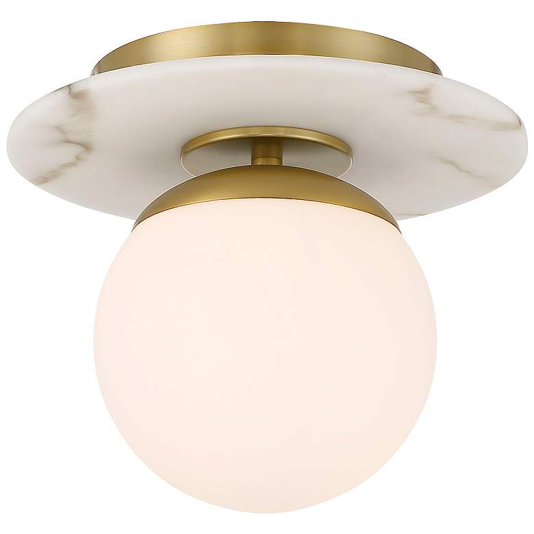 Image 1 Minka-Lavery Orban 9" Wide Soft Brass Faux Alabaster Semi Flush Mount
