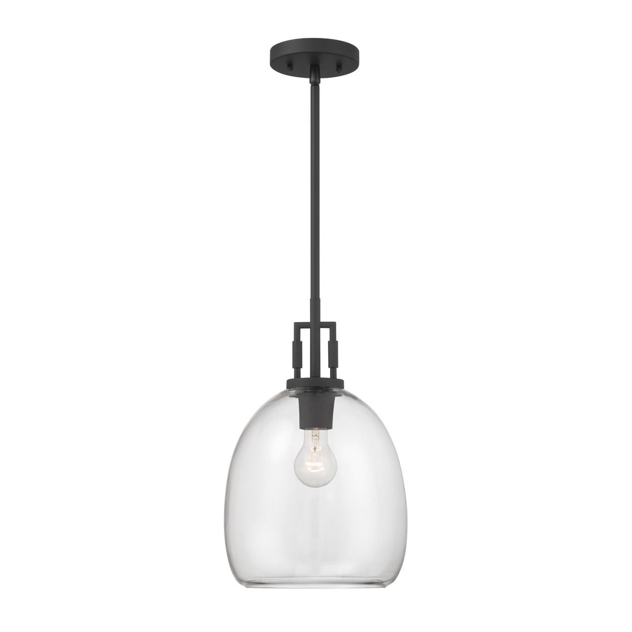 Image 2 Minka Lavery Orbis 1-Light 10-in Matte Black Mini Pendant with Glass Shade more views