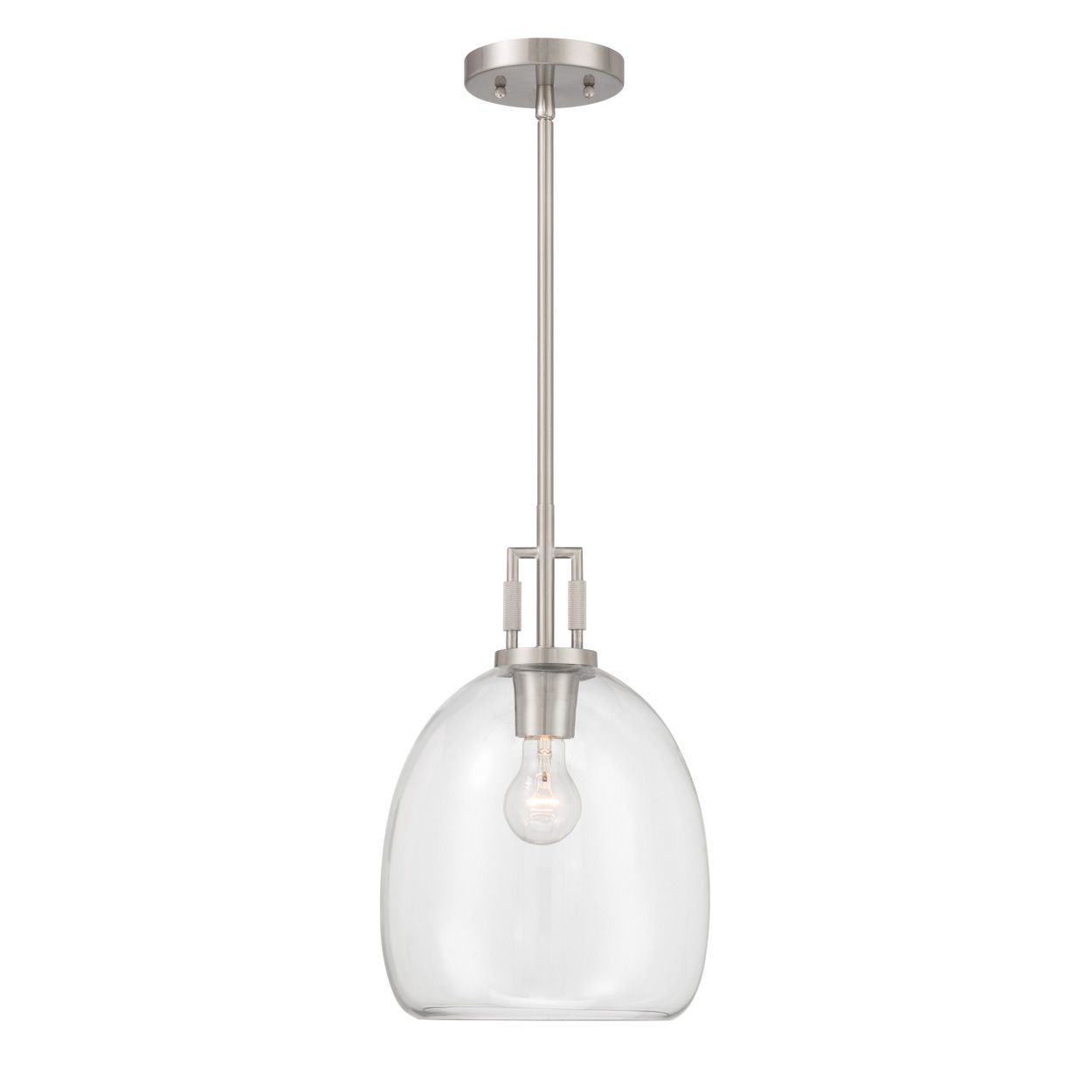 Image 2 Minka Lavery Orbis 1-Lt 10-in Brushed Nickel Mini Pendant with Glass Shade more views