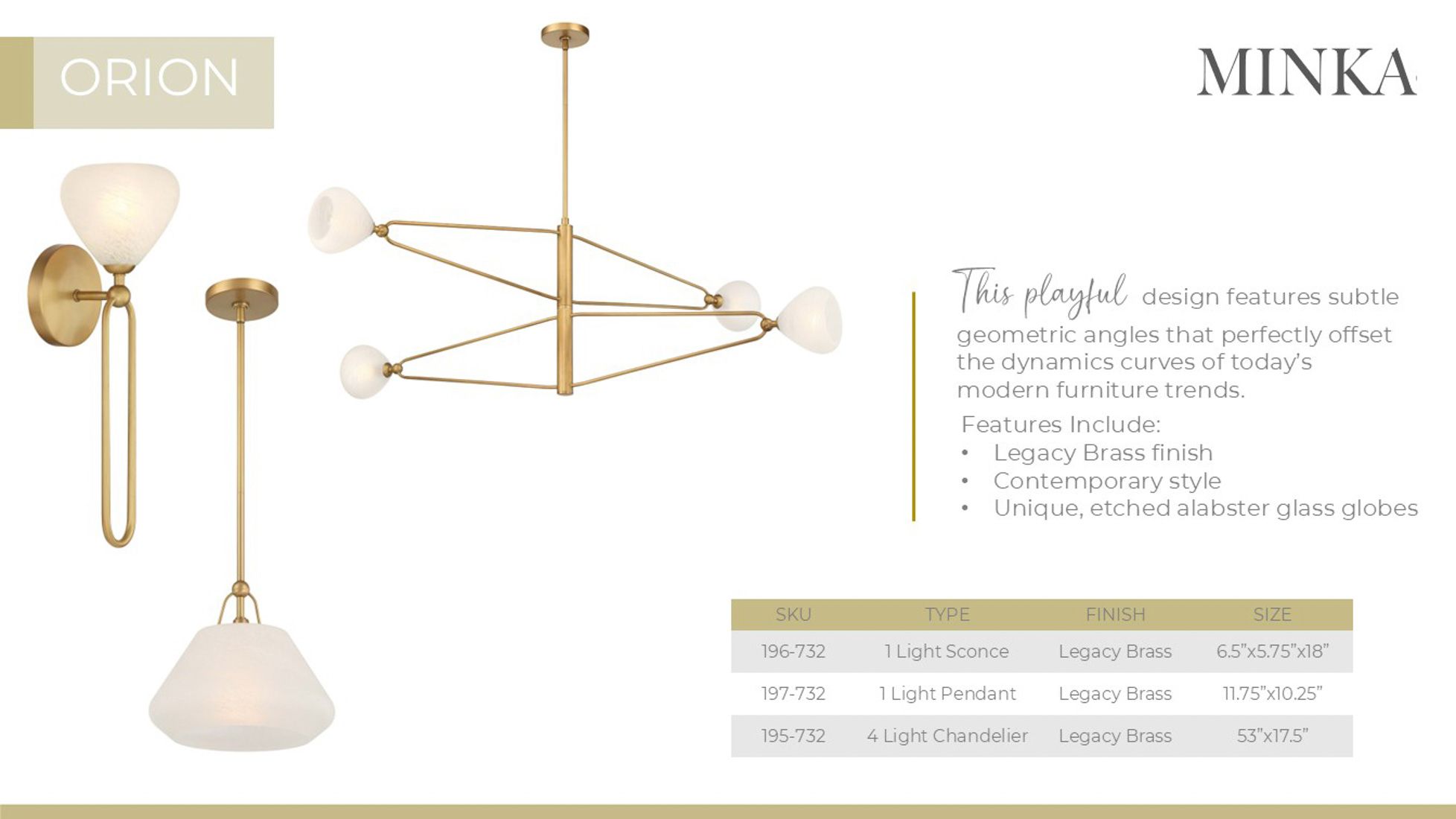 Minka-Lavery Orion 4-Light 53-in Legacy Brass Chandelier with Glass Shades