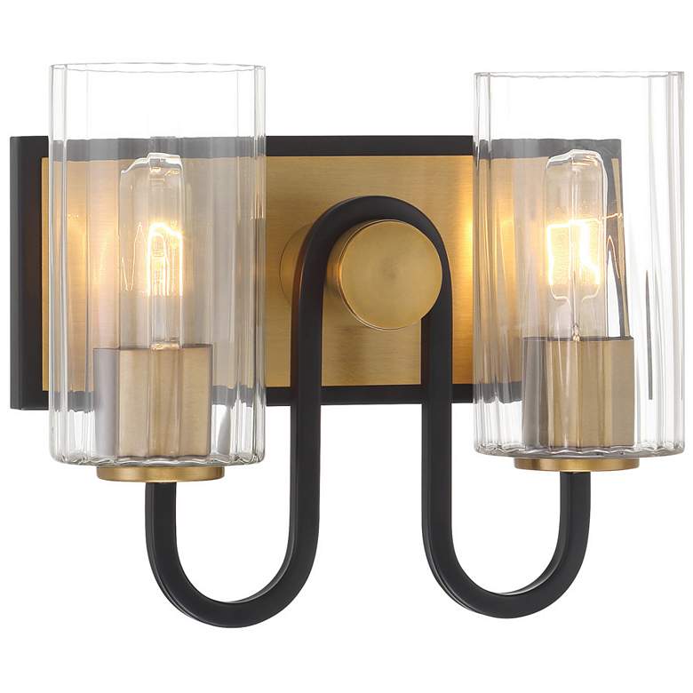 Image 2 Minka Lavery Orla 2-Light 12-in Legacy Brass and Black Indoor Vanity Light more views