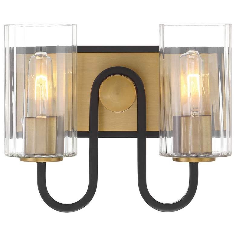 Image 4 Minka Lavery Orla 2-Light 12-in Legacy Brass and Black Indoor Vanity Light more views