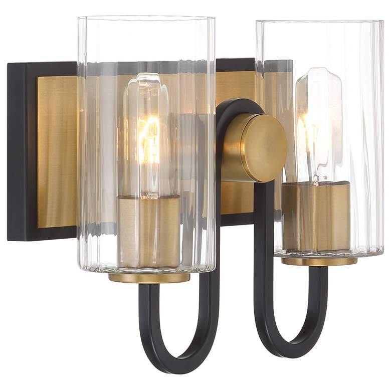 Image 7 Minka Lavery Orla 2-Light 12-in Legacy Brass and Black Indoor Vanity Light more views