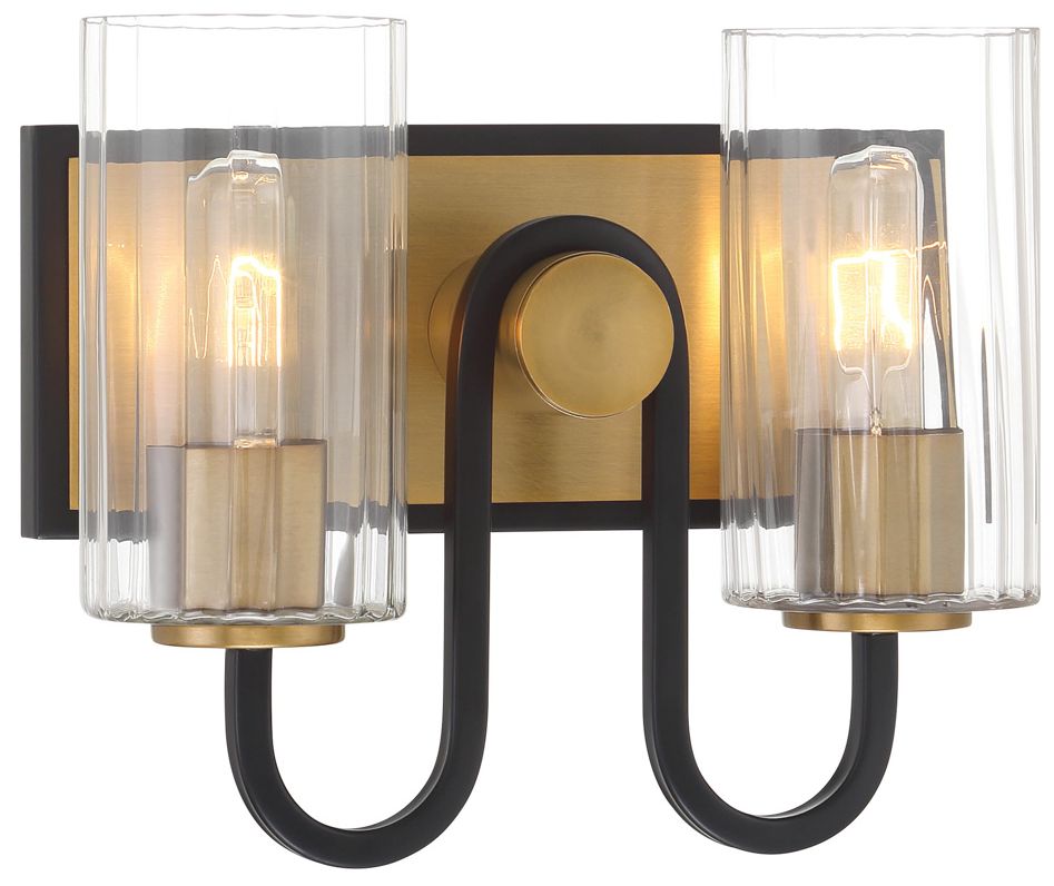 Minka Lavery Orla 2-Light 12-in Legacy Brass and Black Indoor Vanity Light