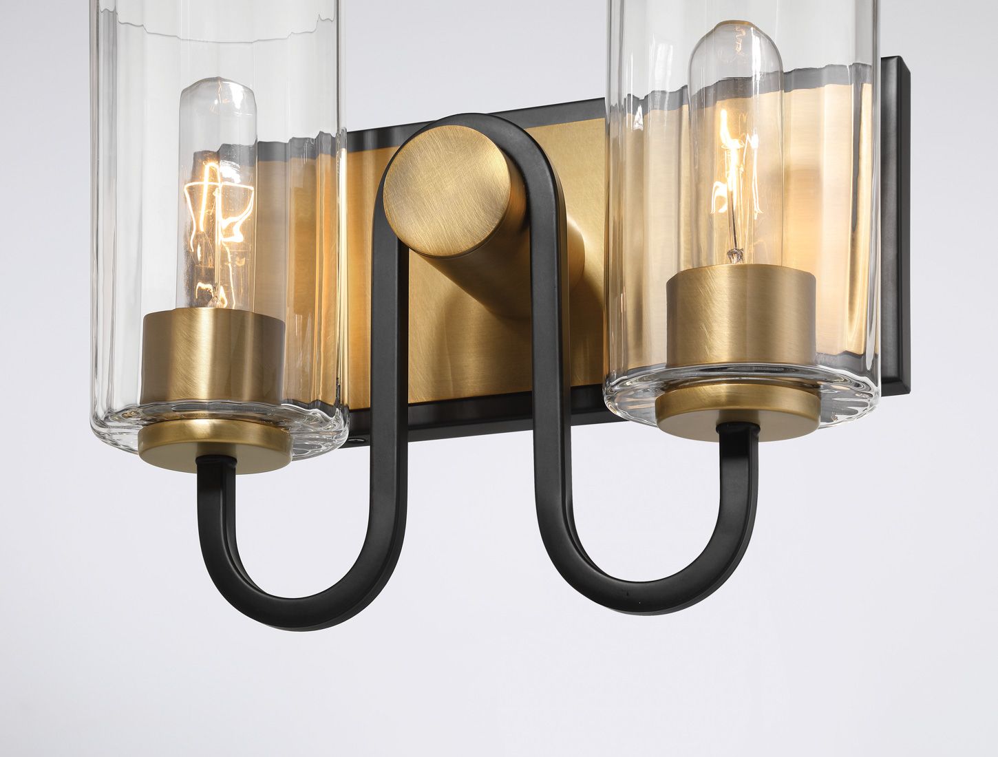 Image 5 Minka Lavery Orla 2-Lt 12-in Brass and Black Vanity Light with Glass Shades more views