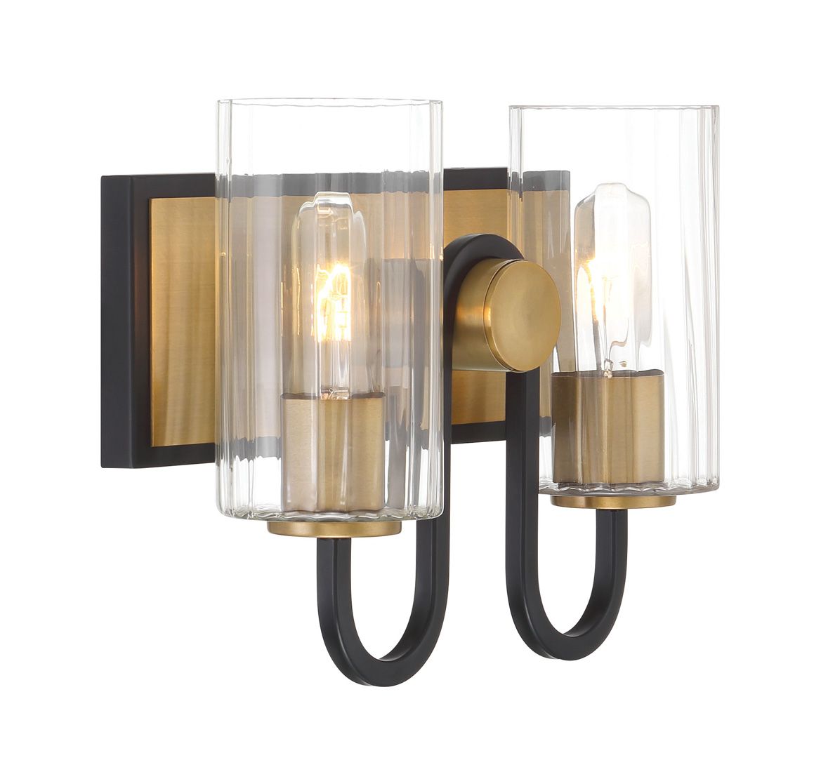 Image 7 Minka Lavery Orla 2-Lt 12-in Brass and Black Vanity Light with Glass Shades more views