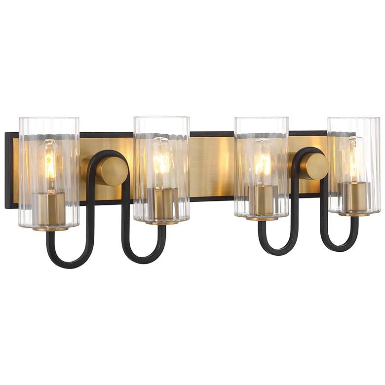 Image 1 Minka Lavery Orla 4-Light 28-in Legacy Brass and Black Indoor Vanity Light