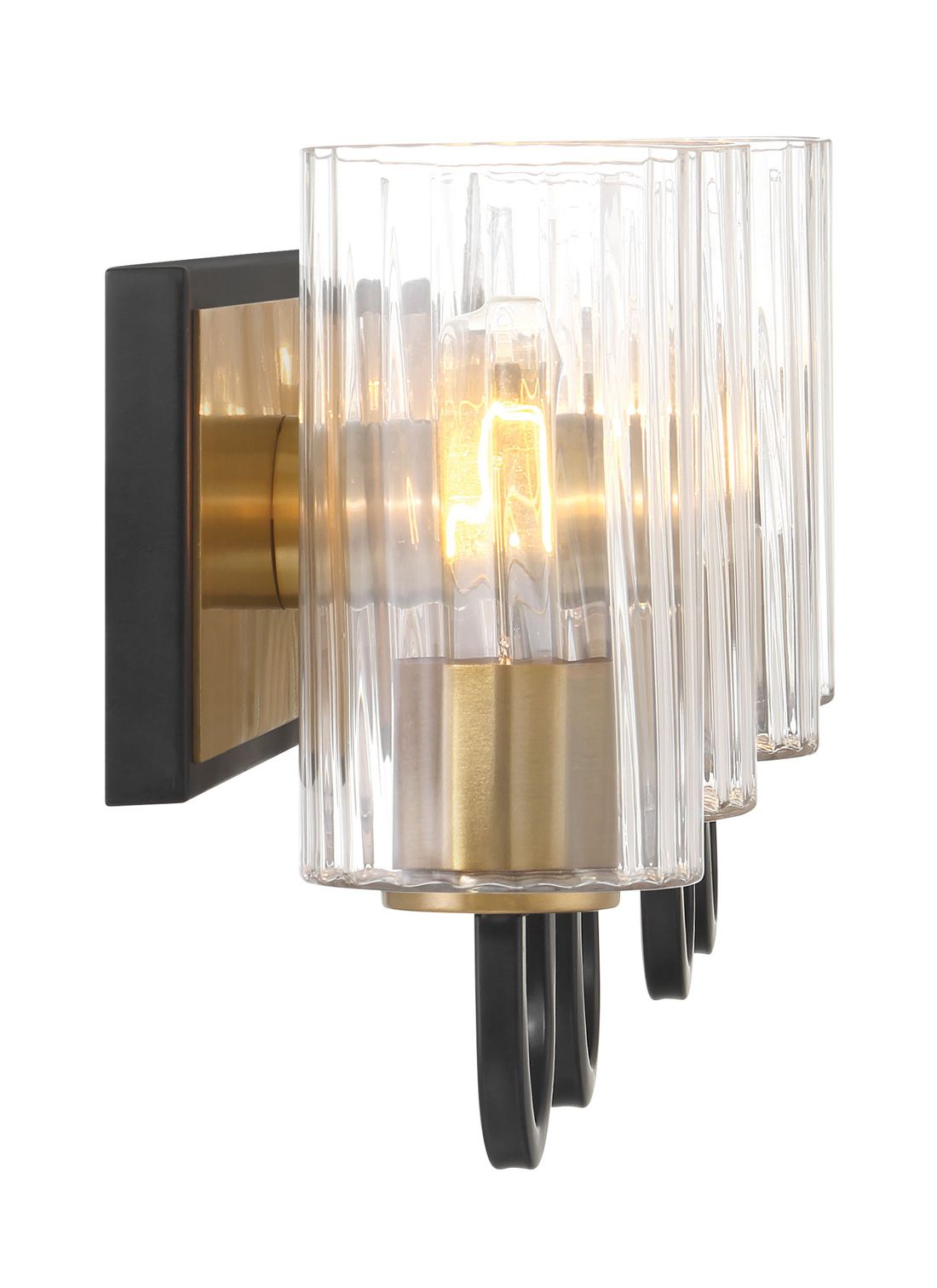 Image 3 Minka Lavery Orla 4-Lt 28-in Brass and Black Vanity Light with Glass Shades more views