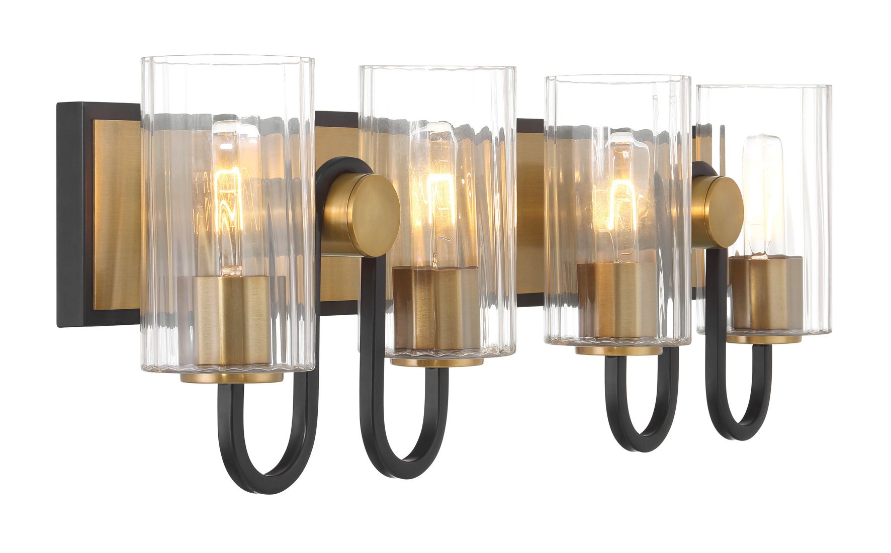 Image 5 Minka Lavery Orla 4-Lt 28-in Brass and Black Vanity Light with Glass Shades more views