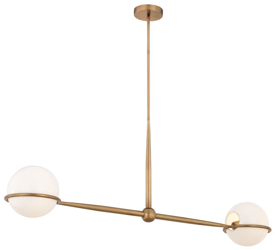 Image 6 Minka Lavery Orstyn 2-Light 52-in Legacy Brass Linear Chandelier with Shade more views