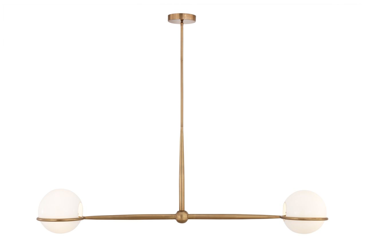 Minka Lavery Orstyn 2-Light 52-in Legacy Brass Linear Chandelier with Shade