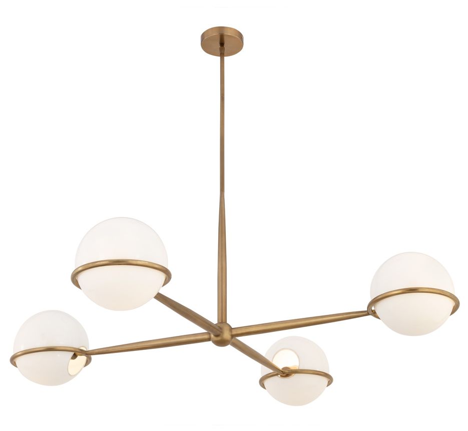 Thumbnail1 of Minka Lavery Orstyn 4-Light 48-in Legacy Brass Chandelier with Glass Shade