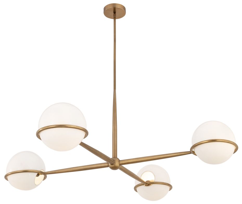 Thumbnail3 of Minka Lavery Orstyn 4-Light 48-in Legacy Brass Chandelier with Glass Shade more views