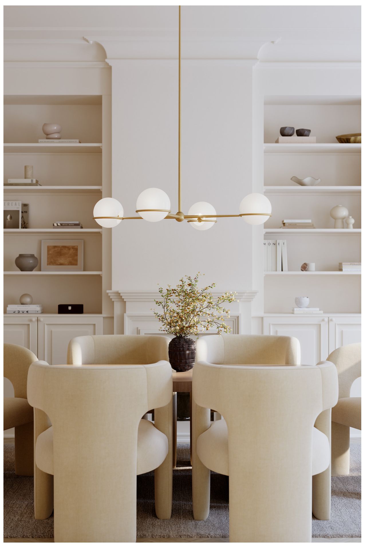 Thumbnail4 of Minka Lavery Orstyn 4-Light 48-in Legacy Brass Chandelier with Glass Shade more views