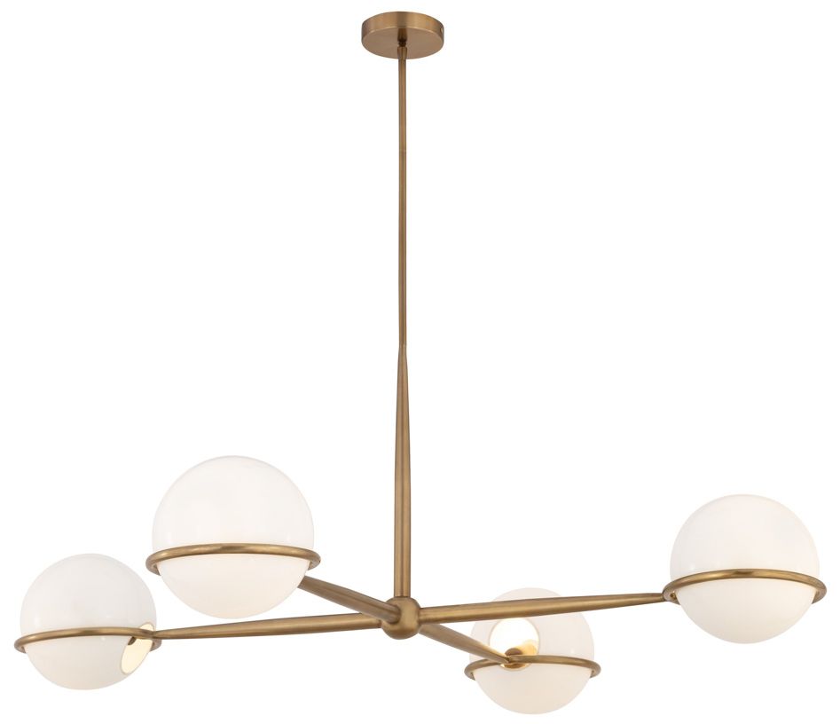 Minka Lavery Orstyn 4-Light 48-in Legacy Brass Chandelier with Glass Shade