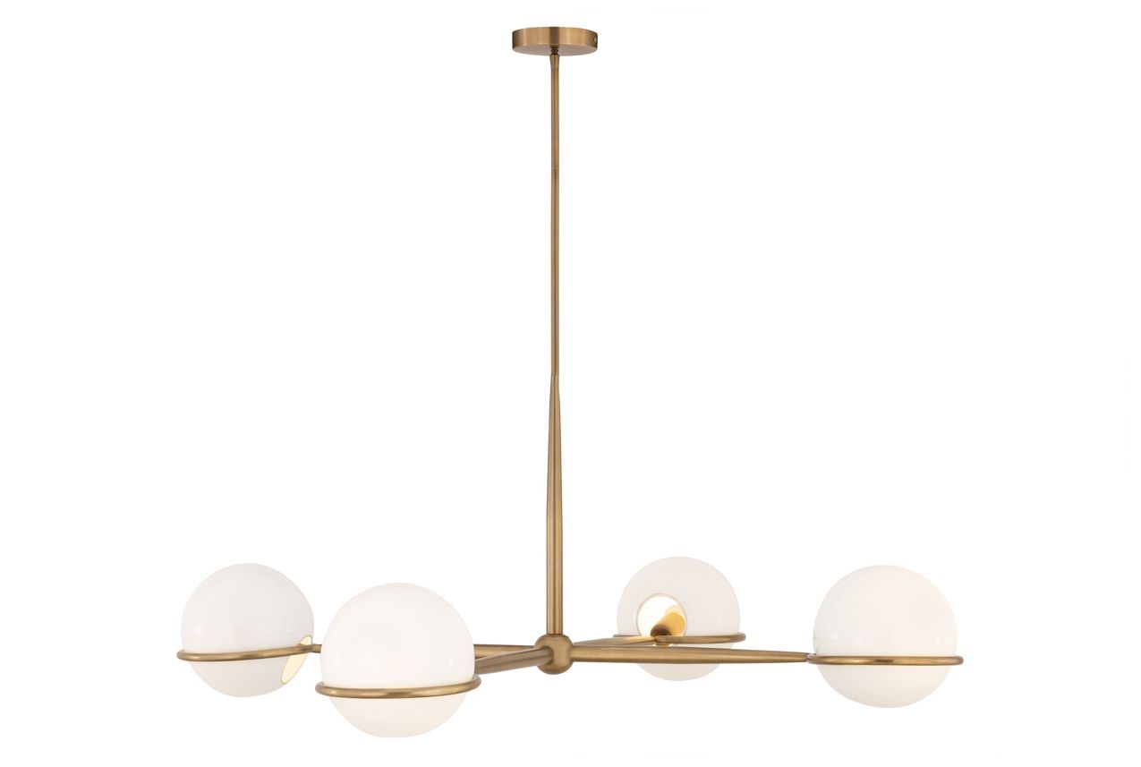 Minka Lavery Orstyn 4-Light 48-in Legacy Brass Chandelier with Glass Shade