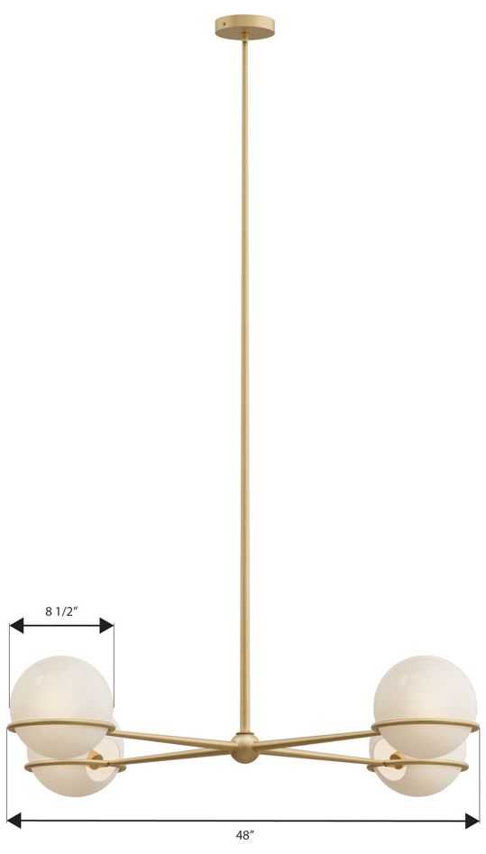 Minka Lavery Orstyn 4-Light 48-in Legacy Brass Chandelier with Glass Shade
