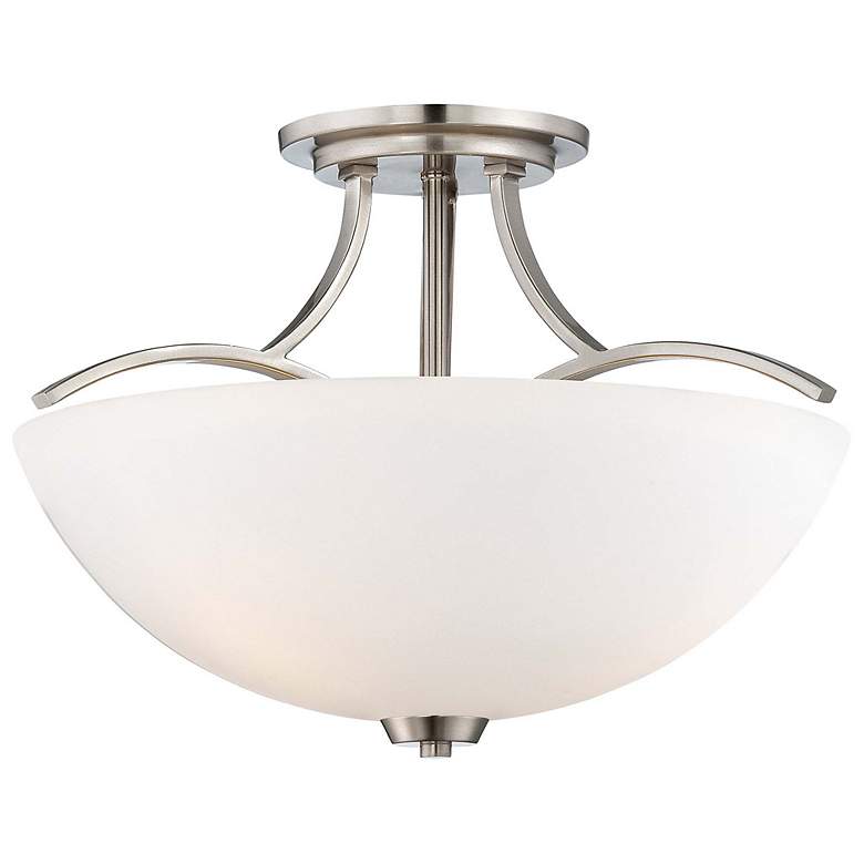 Image 2 Minka Lavery Overland Park 16 1/2" Nickel White Glass Ceiling Light
