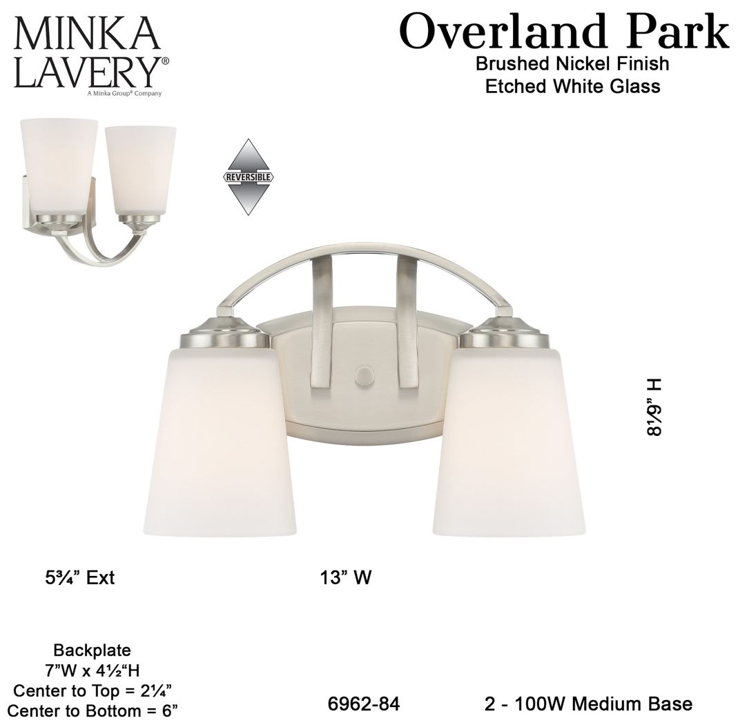 Minka-Lavery Overland Park 2-Light Brushed Nickel Bath