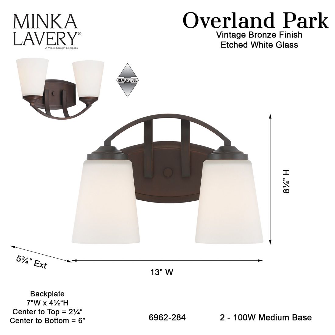 Minka-Lavery Overland Park 2-Light Vintage Bronze Vanity Light