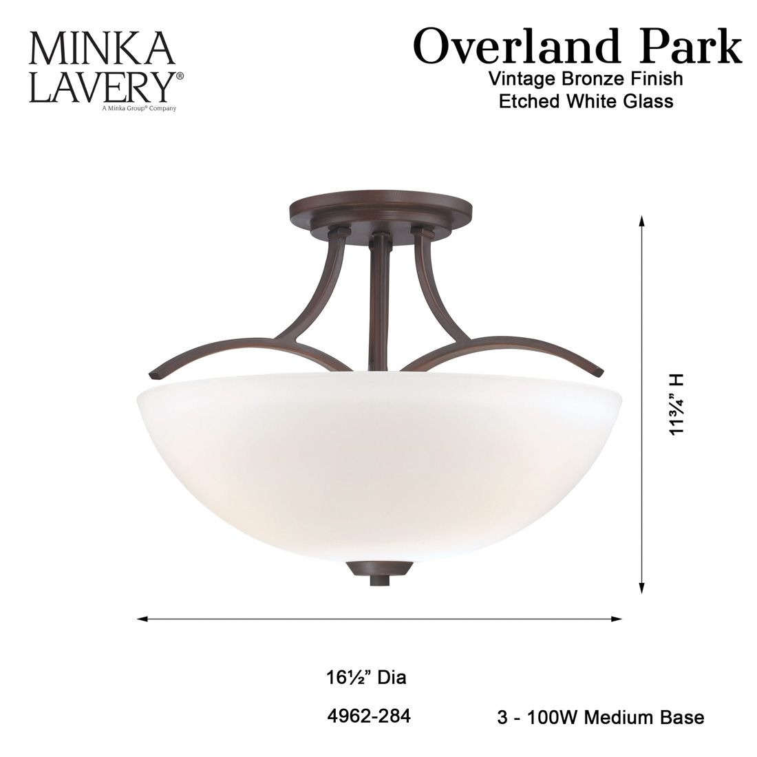 Image 6 Minka-Lavery Overland Park 3-Light Vintage Bronze Semi Flush more views