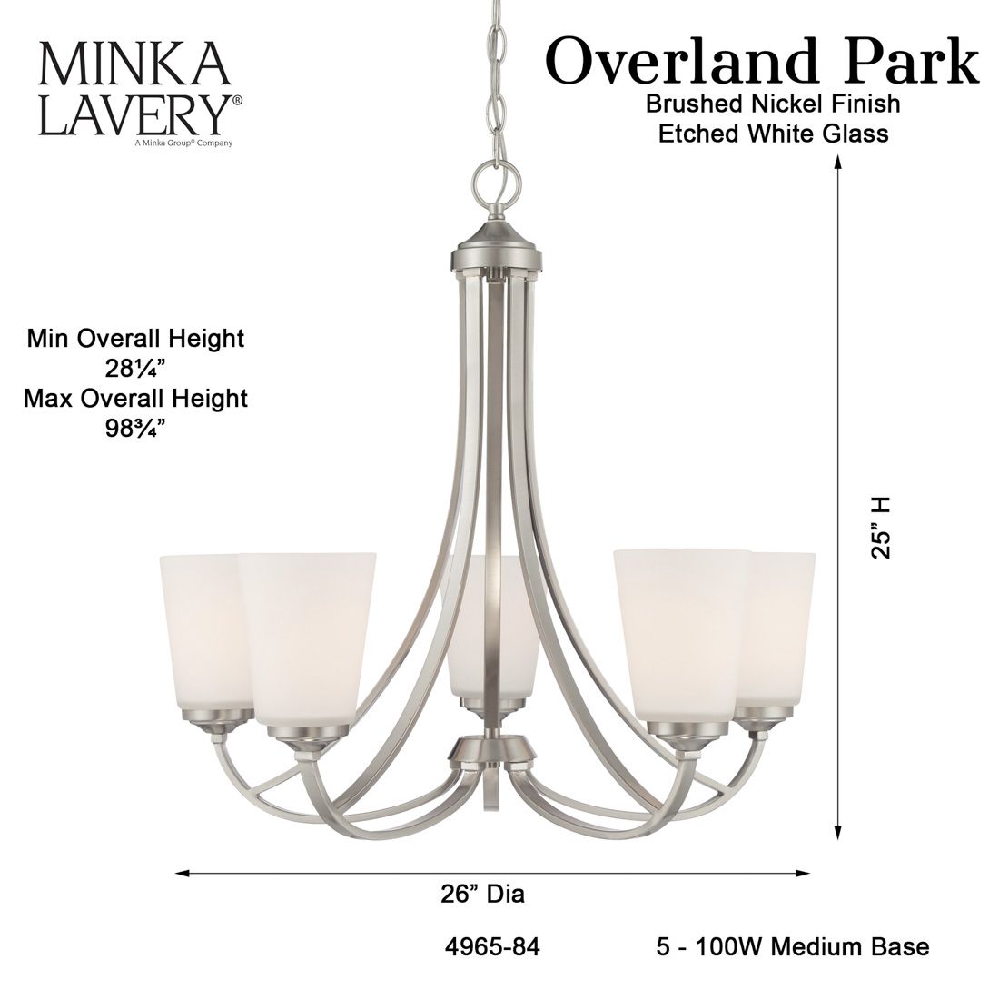 Minka-Lavery Overland Park 5-Light Brushed Nickel Chandelier
