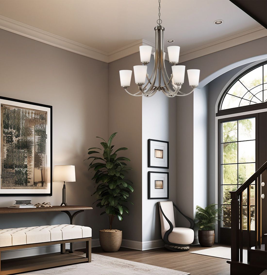 Image 3 Minka-Lavery Overland Park 9-Light Brushed Nickel Chandelier more views