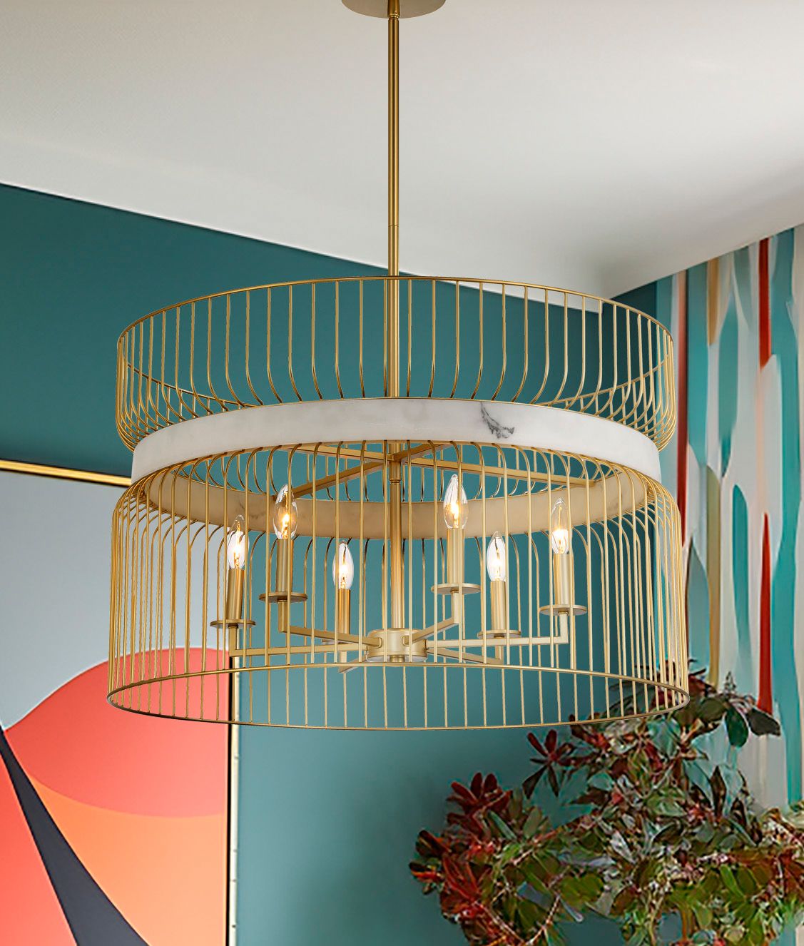 Image 3 Minka-Lavery Park Slope 6-Light Nouveau Gold Pendant more views