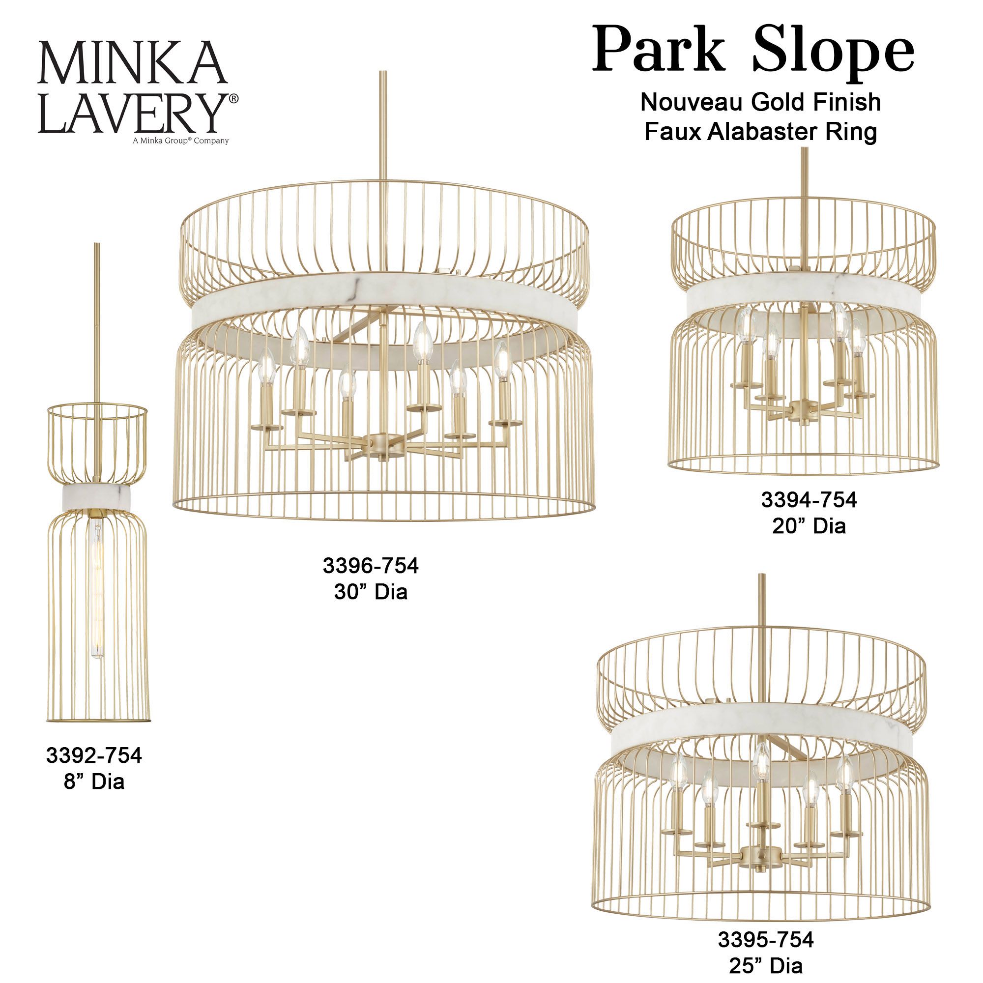 Minka-Lavery Park Slope 6-Light Nouveau Gold Pendant