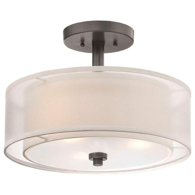 Image 2 Minka-Lavery Parons Studio 15" Wide 3-Light Smoked Iron Semi Flush