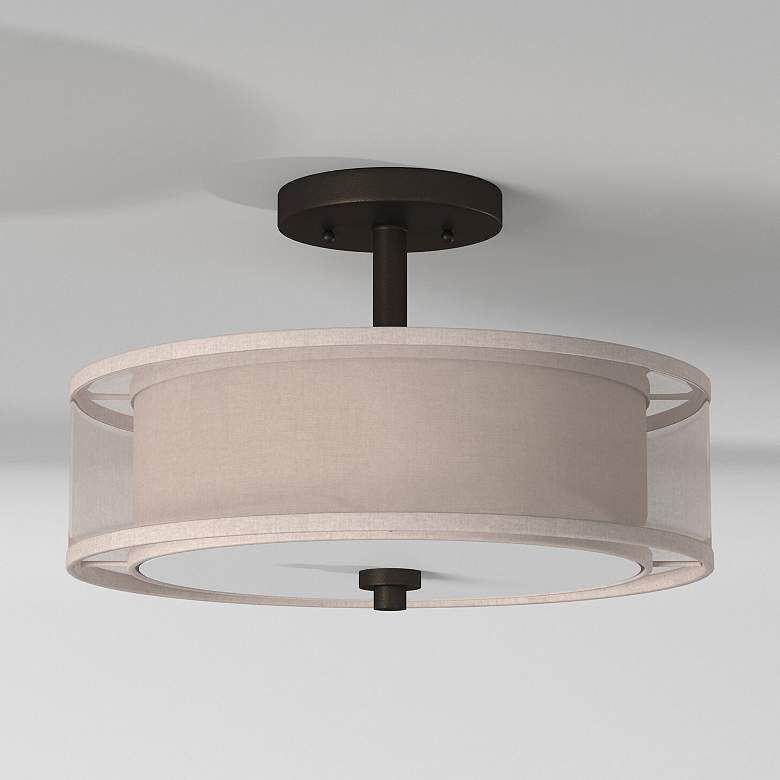 Image 1 Minka-Lavery Parons Studio 15" Wide 3-Light Smoked Iron Semi Flush