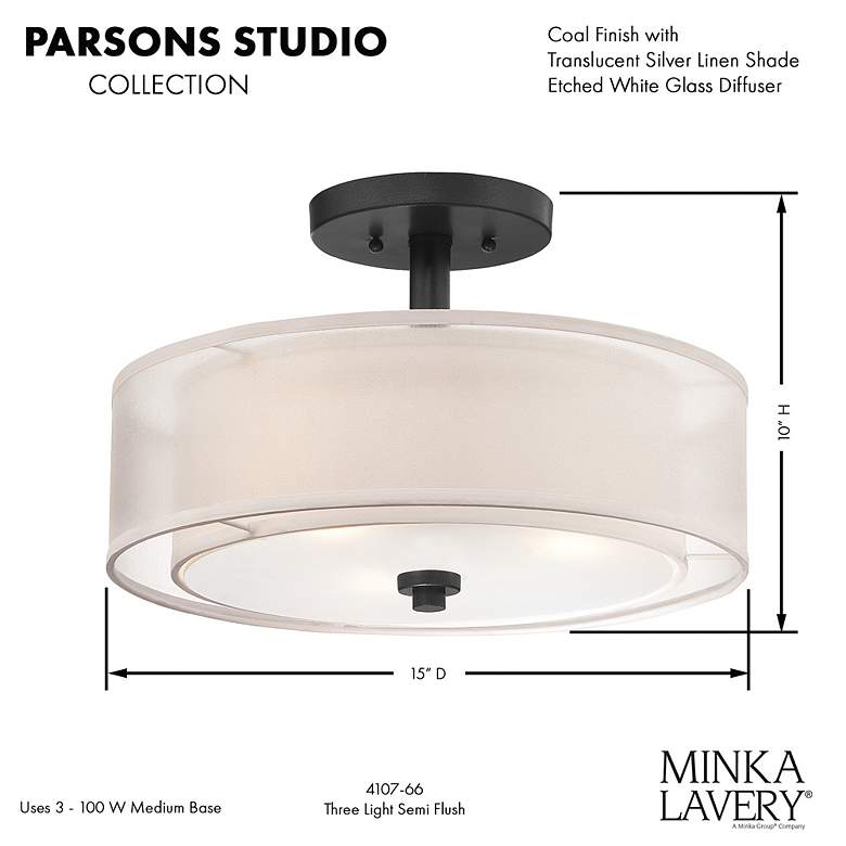 Image 4 Minka-Lavery Parsons 15" 3-Light Sand Coal Semi Flush Ceiling Light more views