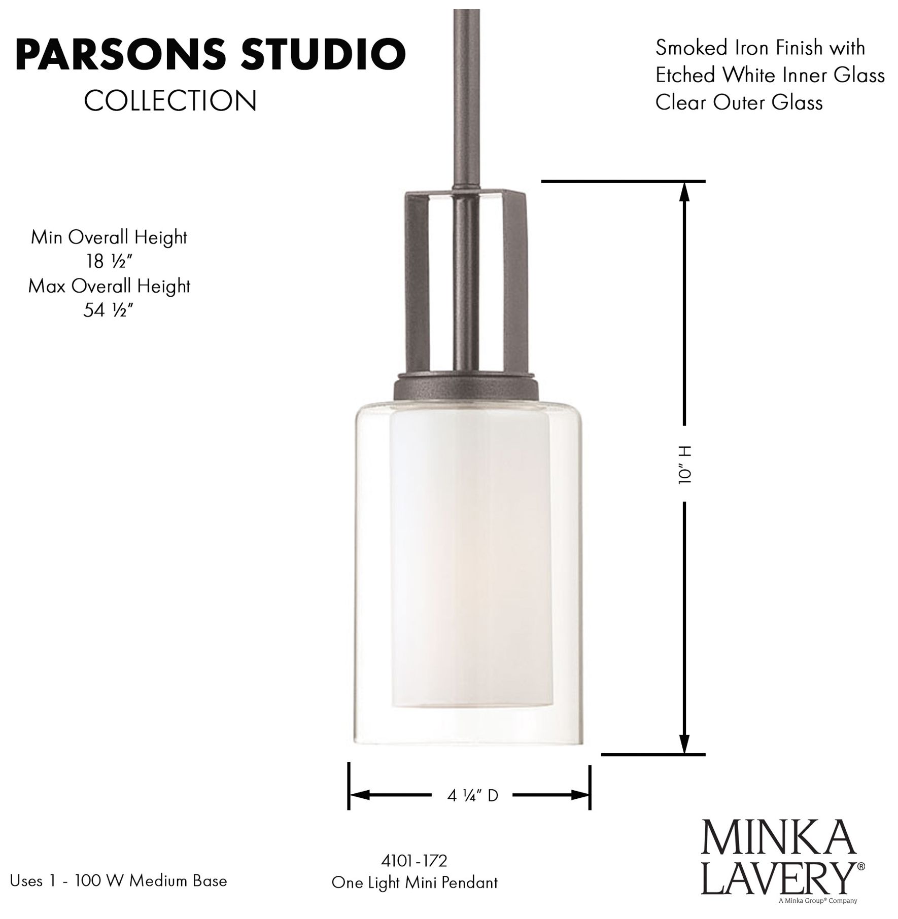 Image 7 Minka-Lavery Parsons Studio 1-Light Smoked Iron Mini Pendant more views