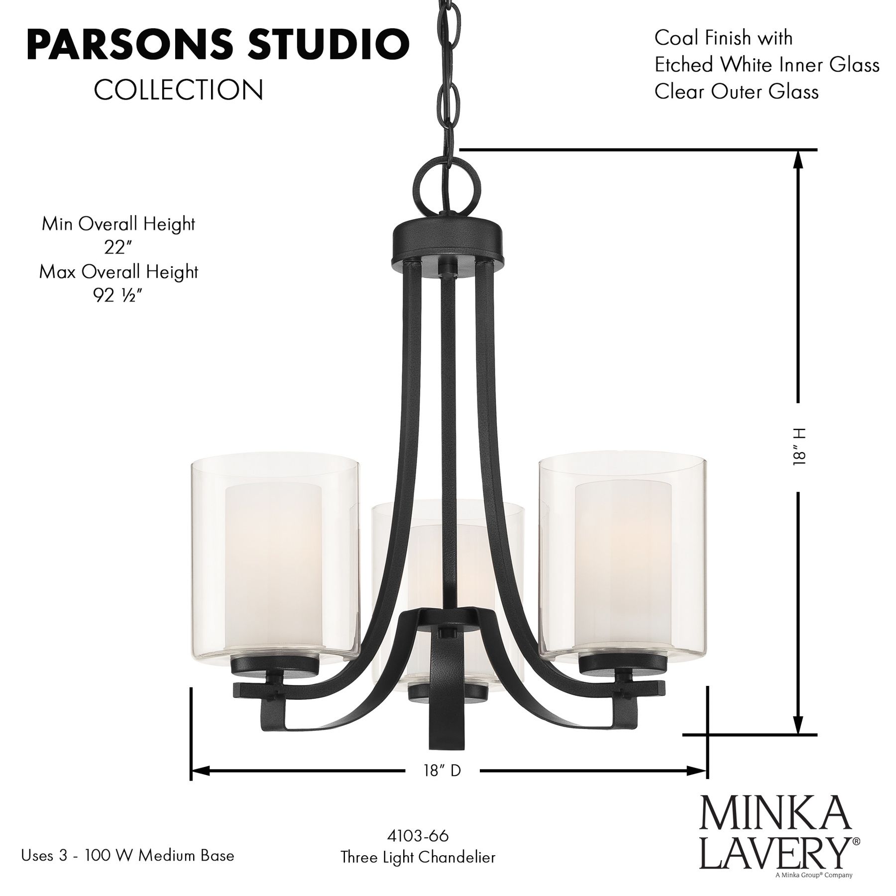 Image 7 Minka Lavery Parsons Studio 18" Sand Black Coal 3-Light Chandelier more views