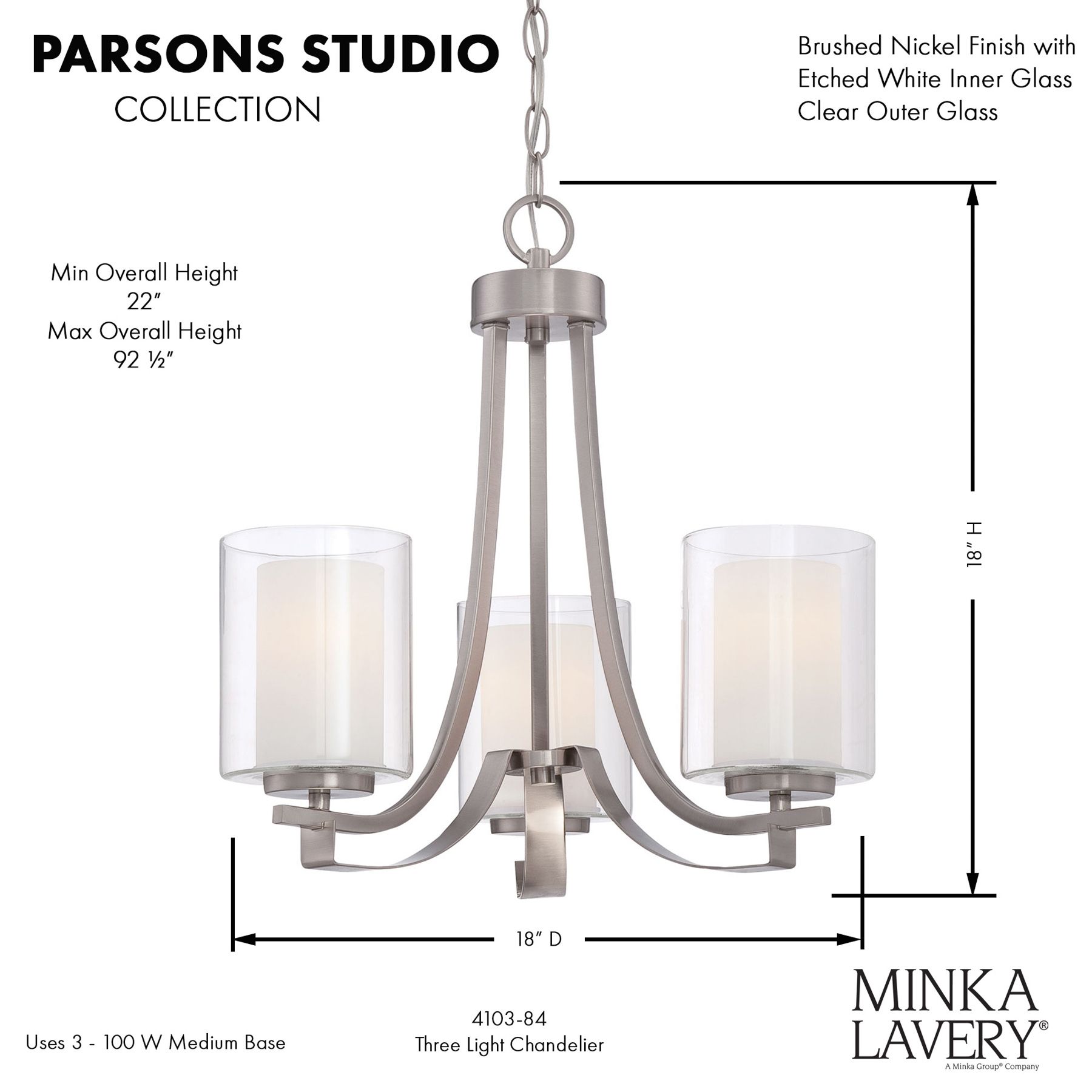 Minka-Lavery Parsons Studio 3-Light Brushed Nickel Mini Chandelier in scene