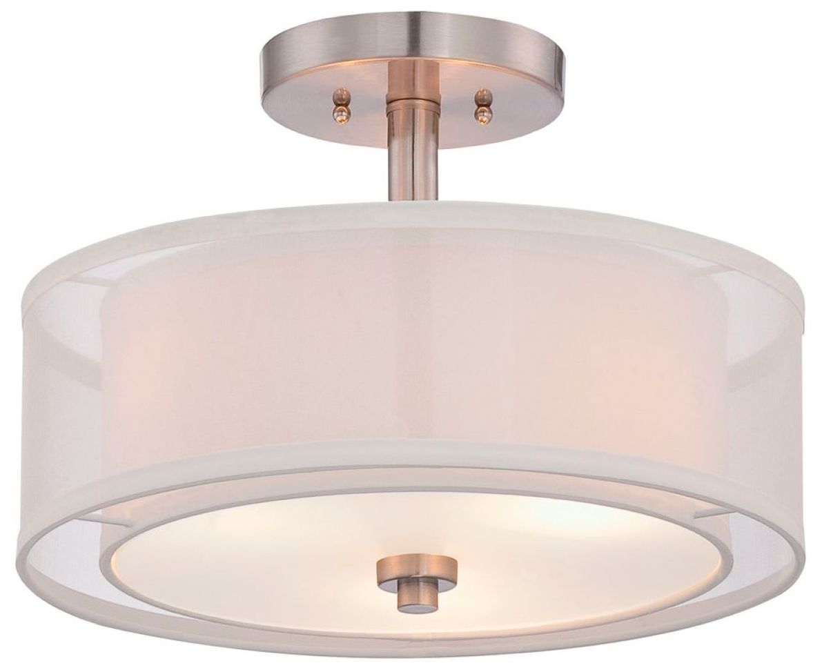Minka-Lavery Parsons Studio 3-Light Brushed Nickel Semi Flush with Shade