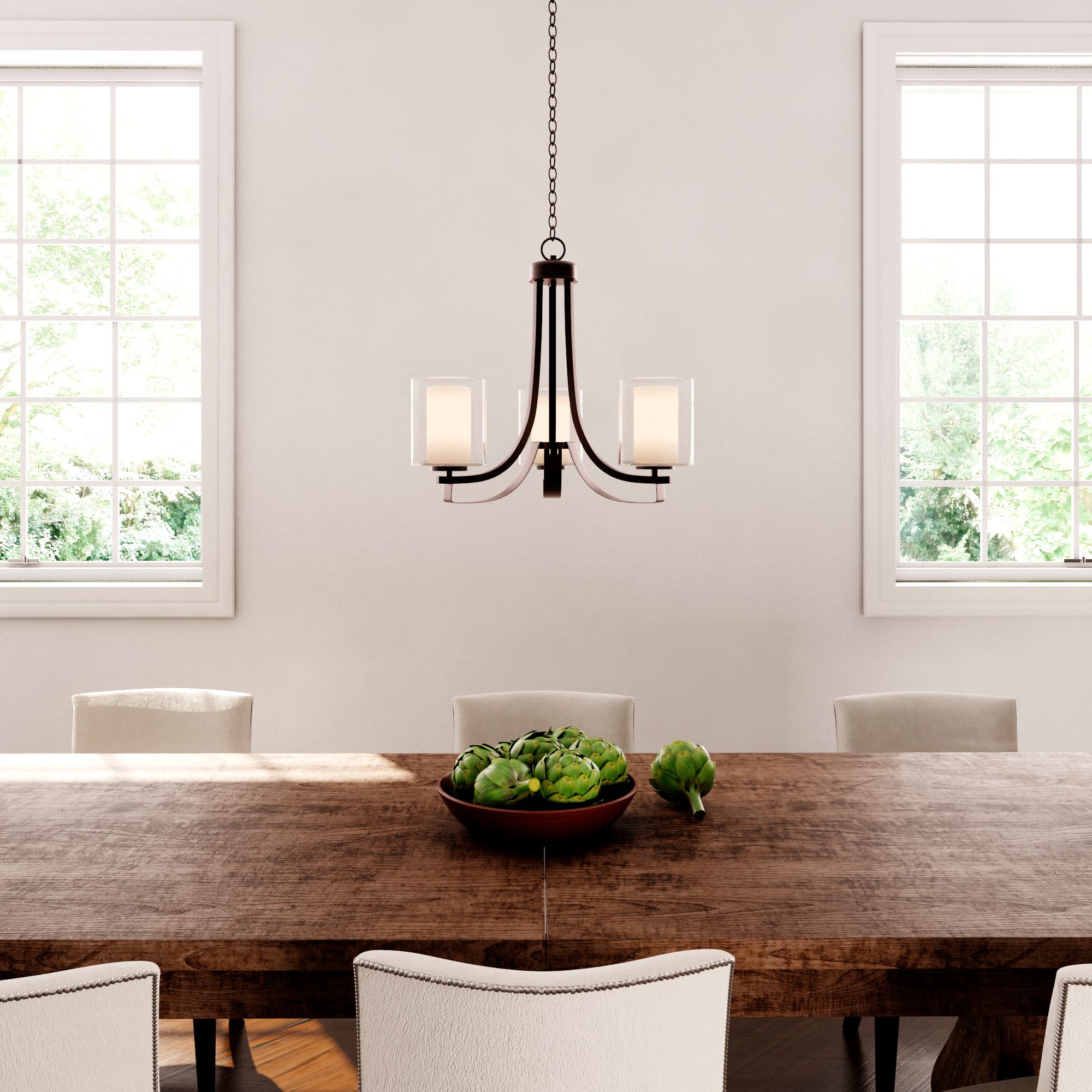 Image 3 Minka-Lavery Parsons Studio 3-Light Smoked Iron Chandelier with Shades more views
