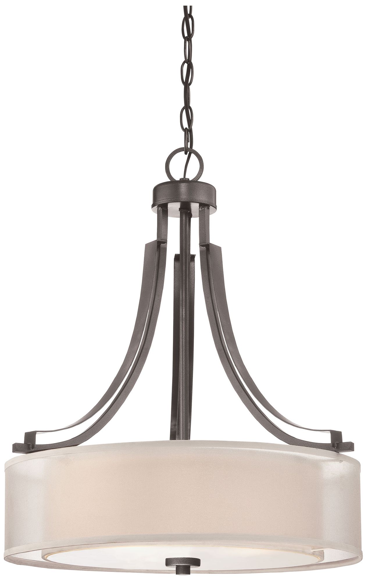 Minka-Lavery Parsons Studio 3-Light Smoked Iron Pendant with Glass Shades