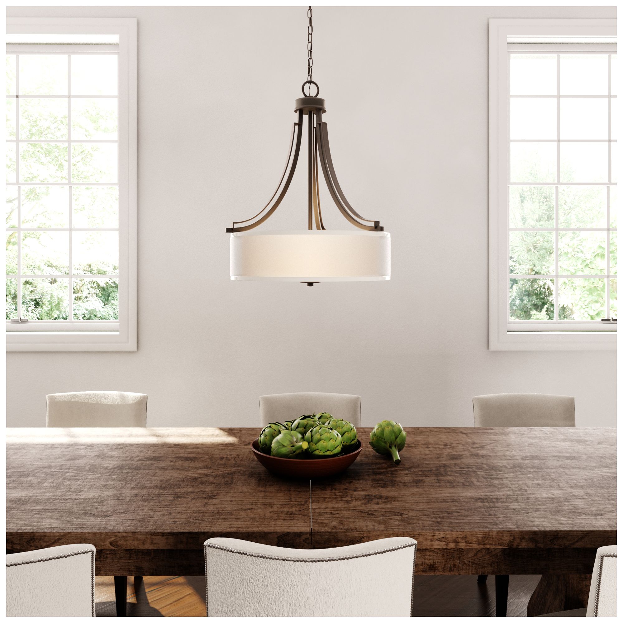 Image 3 Minka-Lavery Parsons Studio 3-Light Smoked Iron Pendant with Glass Shades more views