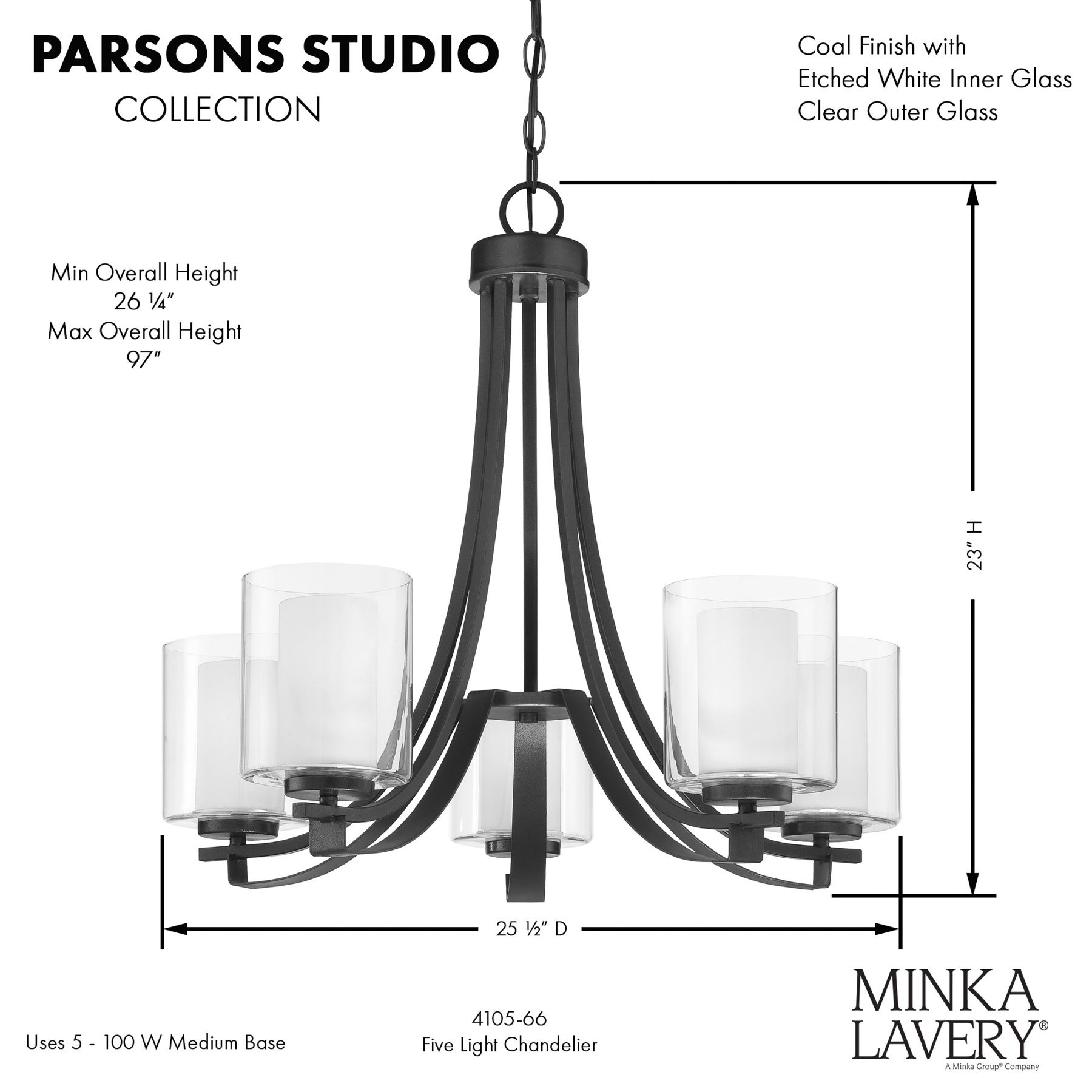 Image 7 Minka-Lavery Parsons Studio 5-Light Sand Coal Chandelier more views
