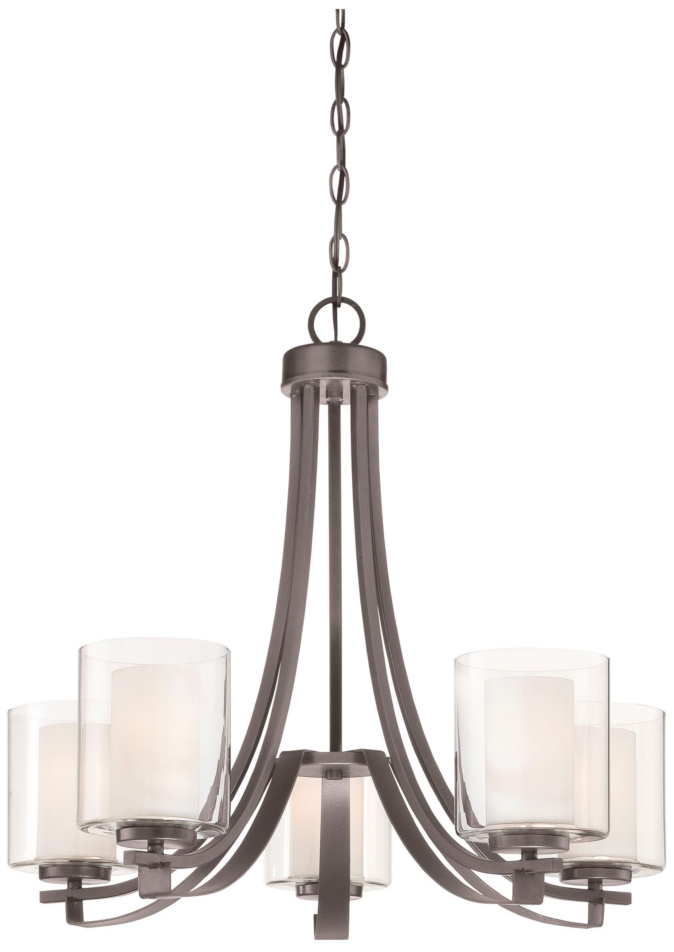 Image 2 Minka-Lavery Parsons Studio 5-Light Smoked Iron Chandelier with Shades