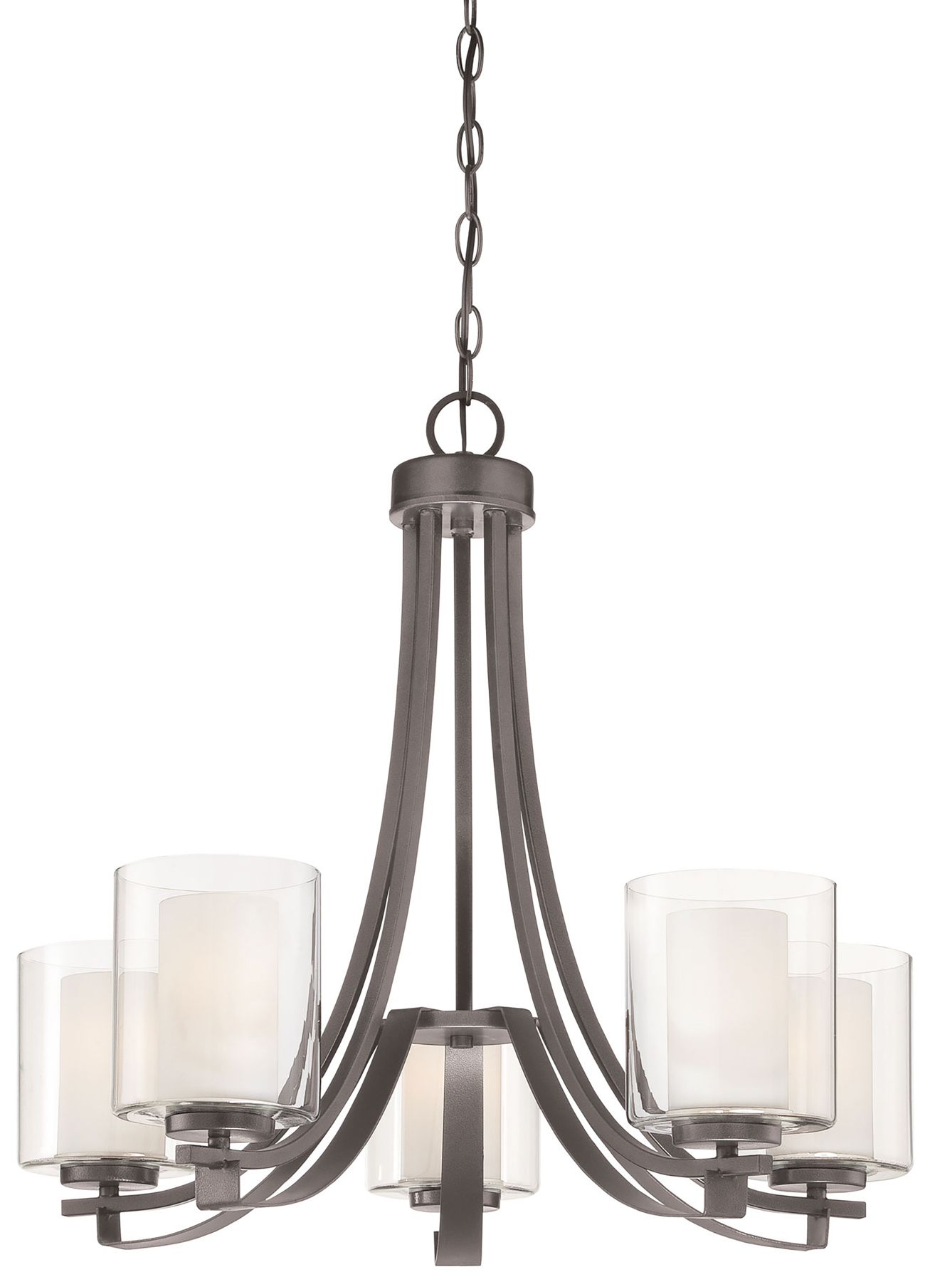 Image 6 Minka-Lavery Parsons Studio 5-Light Smoked Iron Chandelier with Shades more views