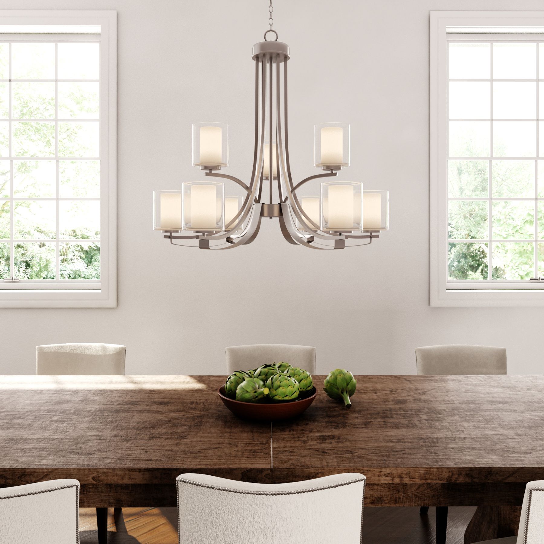 Image 3 Minka-Lavery Parsons Studio 9-Light Brushed Nickel Chandelier more views