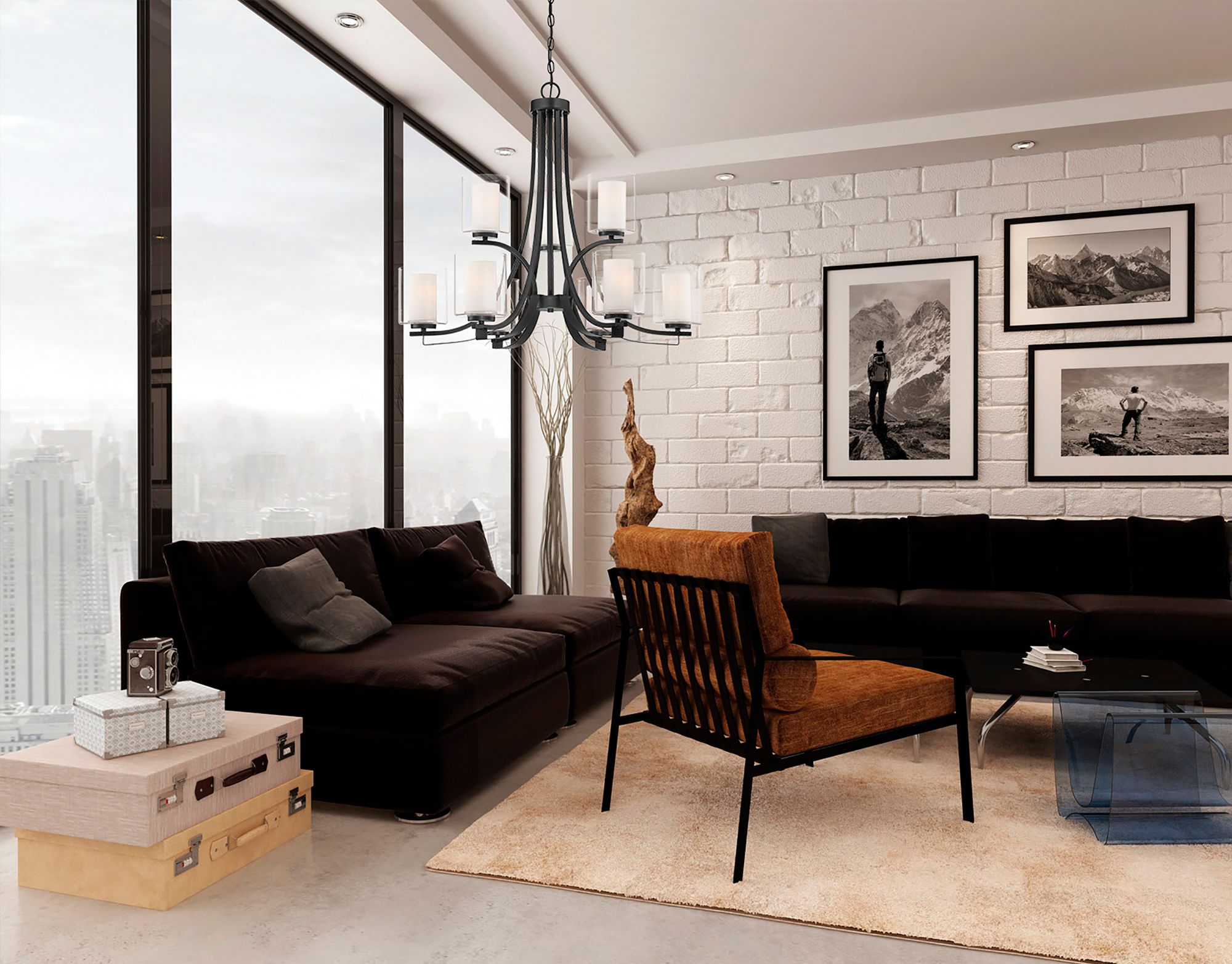 Image 4 Minka-Lavery Parsons Studio 9-Light Sand Coal Chandelier more views