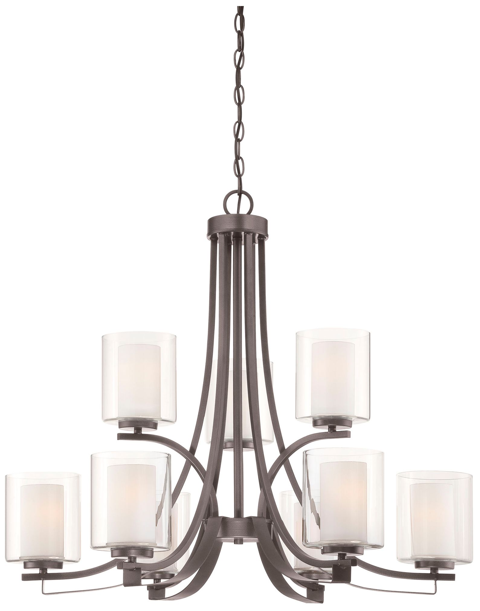 Image 2 Minka-Lavery Parsons Studio 9-Light Smoked Iron Chandelier with Shades