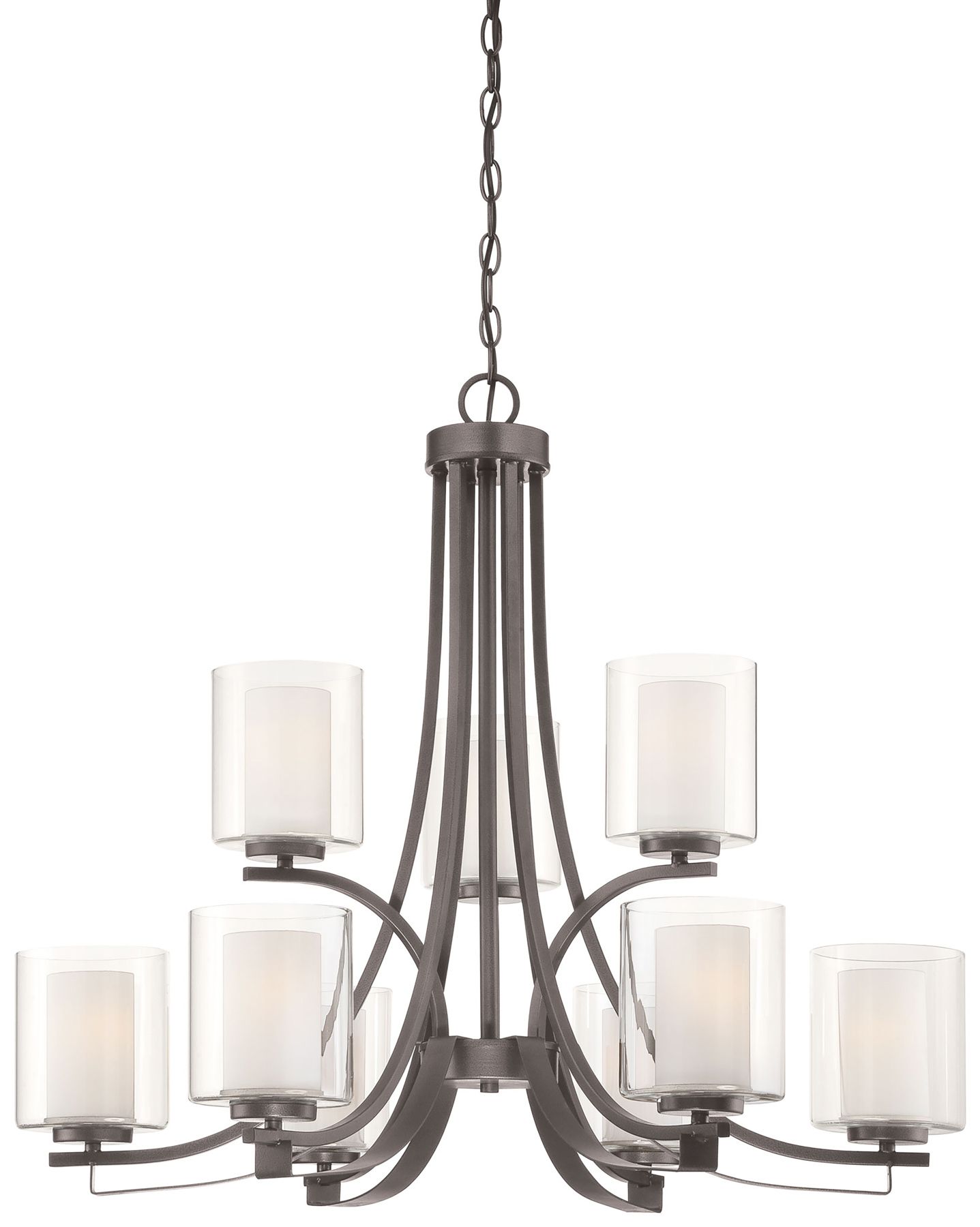 Minka-Lavery Parsons Studio 9-Light Smoked Iron Chandelier with Shades