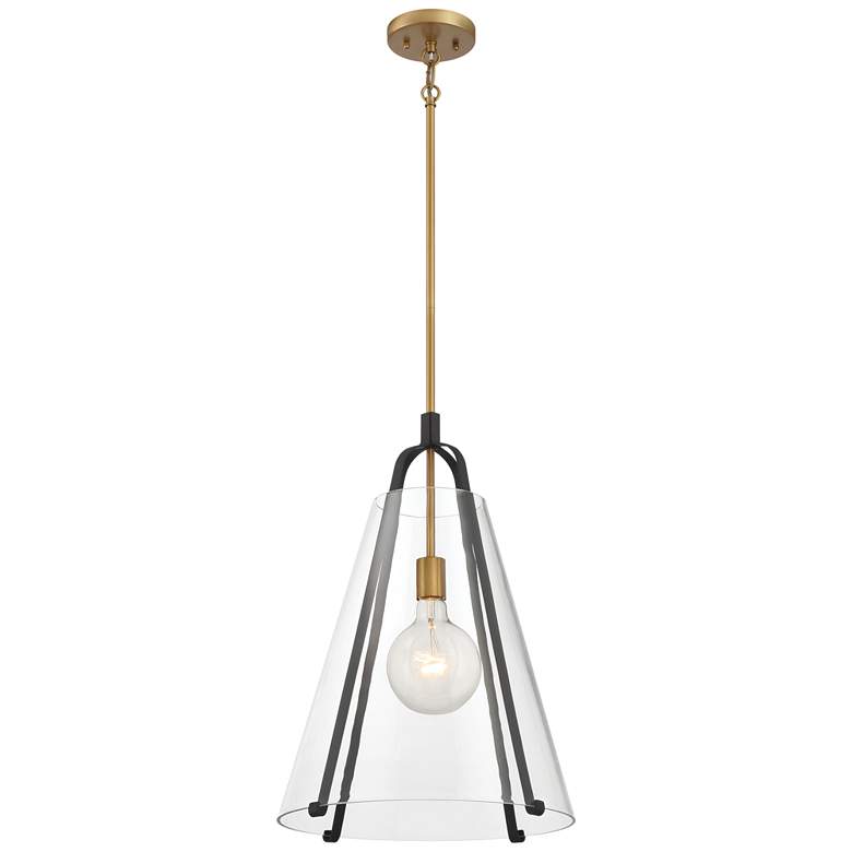Image 1 Minka-Lavery Paxos 1-Light 15.5-in Legacy Brass and Black Indoor Pendant