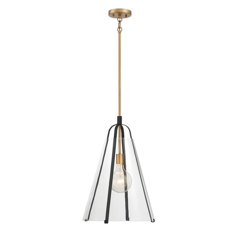 Image 2 Minka-Lavery Paxos 1-Light 15.5-in Legacy Brass and Black Indoor Pendant more views