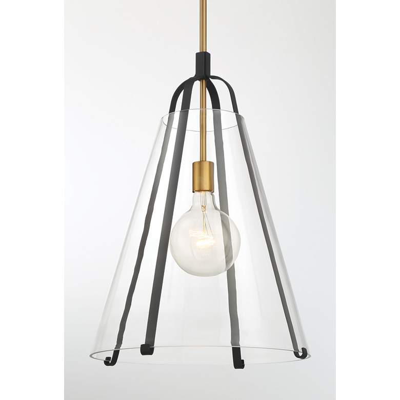 Image 3 Minka-Lavery Paxos 1-Light 15.5-in Legacy Brass and Black Indoor Pendant more views